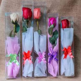 Transparent Plastic PVC Boxes for Single Rose Display Soap Flowers Packing Material Gifts for Girlfriend