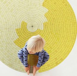 Tappeti 10mm di spessore Nordic geometrico tappeto rotondo bambini giocano tenda area tappeti camera da letto soggiorno spessi tappetini Kilim striscianti Tapete1