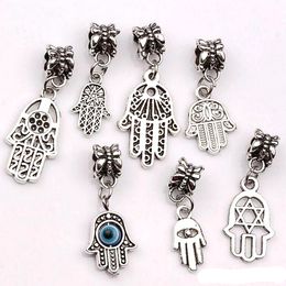 100Pcs Antique Silver Alloy Mix Hamsa Hand Charm Pendant For Jewellery Making Bracelet Necklace DIY Accessories A-385