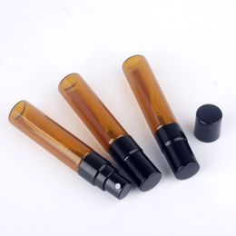 100pcs/lot 3ml 5ml 10ml 1Amber Spary Bottle Refillable Perfume Bottle Black Bottle Atomizer Cosmetic Container Case