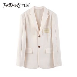 Apricot Elegant Blazer For Women Notched Long Sleeve Straight Korean Minimalist Blazers Female Spring Fashion Style 210524