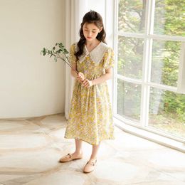 YourSeason New Girls Floral Kids Dress 2021 Summer Teen Children Korean Baby Girl Princess Cotton Dresses Puff Sleeve Q0716