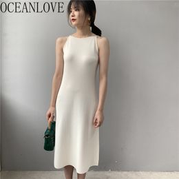 Chic Vestidos Autumn Solid Elegant Office Lady Women Knitted Slim Sexy Fashion Long Dresses Clothes 17883 210415