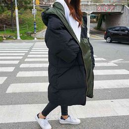 Oversize Coat Women Autumn Winter Jacket Parka Thick Long Down Cotton Hooded And Men Couple Puffer C6636 210923