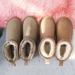 Boots Winter Women's Sheepskin Snow Genuine Leather Female Sheep Fur Warm Short Wool Ankle Flat Cotton Shoes