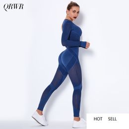 Yoga Set Women Sport Gym Set Crop Top Long Sleeve Hight Waist Leggings