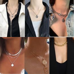 Pendant Necklaces Gothic Vintage Heart Choker Necklace For Women Wedding Punk Bead Lariat Gold Color Long Chain Jewelry Gift