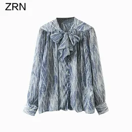 Blouses Women Vintage Snake Skin Print Chiffon Smock Blouse Shirt Bow Tied Buckles Loose Casual Blusas Chic Tops Women's & Shirts