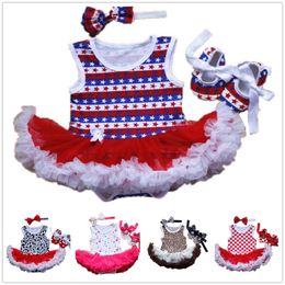 Star Fashion Baby Bodysuit Dress First Walker Headband 3PCS Clothing Suit Newborn Jumpsuit Girls Lace TUTU Dresses Outfits 0-2Y 210413