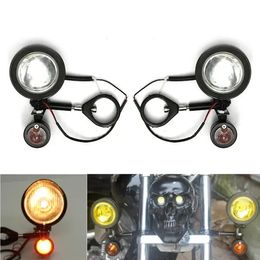 Metal Shell Motorcycle Fog Light and Turn Signal 49mm Mount Bracket Amber