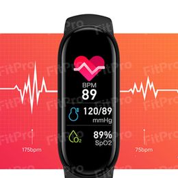 Top Quality M6 Smart Bracelet Watch Fitness Tracker Real Heart Rate Blood Pressure Monitor Colour Screen IP67 Waterproof For Running Sit-up Skippiong Rope