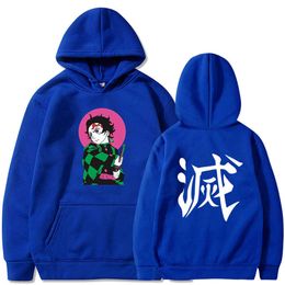 2021 New loose Fashion joker Japan Anime Demon Slayer Hoodies Harajuku Casual Women/men Long sleeve Pullover Sweatshirt H0910