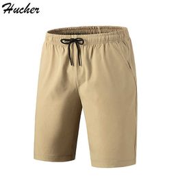 Huncher Men's Casual Shorts Solid Plus Size Breathable Board Shorts 2021 Summer Elastic Waist Gym Sweat Joggers Short Pants X0705