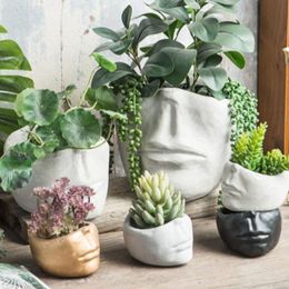 Vases Vintage Abstract Vase Balcony Decorations Desktop Decoration Succulent Plant Pot Garden Cement Ornaments Home