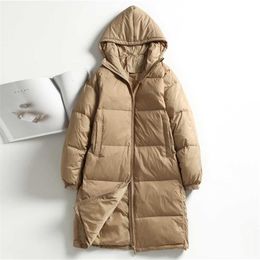 Winter Women's Down Jacket Long Coat Female Lightweight Oversized Thick Warm Loose Puffer Jacket Ultra Light Down Parka 211108