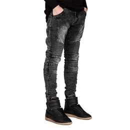 Men Jeans Runway Slim Racer Biker Jeans Fashion Hiphop Skinny Jeans For Men H0292 211009