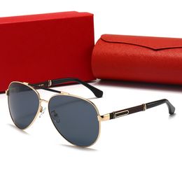 Sonnenbrille für Herren, luxuriös, quadratisch, zum Fahren und Angeln, Legierung, UV400, Goldrahmen, Metall, Polaroid-Brille, Retro-Stil, mit Box