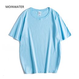 MOINWATER Women Oversized T Shirt Female Casual Solid 100% Cotton Tees Lady Short Sleeve Thick T-shirts Summer Tops MT20088 210623