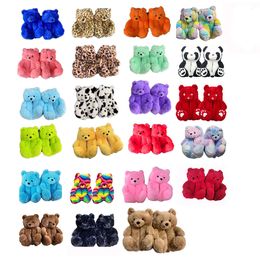 Women Home Indoor Soft anti-slip Faux Fur Cute Slippers Winter Warm Shoes Cartoon Plush Teddy Bear Slippers EUR 36-40US 6-9 Y0427