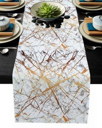 Luxury Table Runner Marble Golden Crack Birthday Party el Dining Table High Quality Cotton And Linen Table Cloth 211117