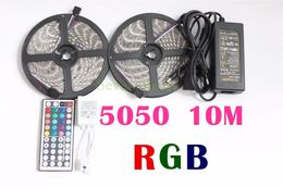 light strips with remote UK - 2*5m SMD LED Strip Light Waterproof DC12V RGB Diode Tape +44Key Remote +8A Transformer For Home Party Decoration Lights Strips