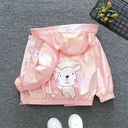 Spring Summer Autumn Girls Cute Cartoon Thin Shinning Jacket Baby Kids Children Coat 211204