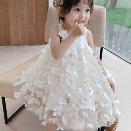 Baby Girl Dress Clothes Toddler Kids Girls Princess Clothes Butterfly Tulle Dress Sleeveless Princess Dresses Summer Clothes Q0716