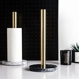 Modern Paper Towel Holder Roll Toilet Gold Stand With Marble Base Vertical Rack Countertop Kitchen Dispenser 211112