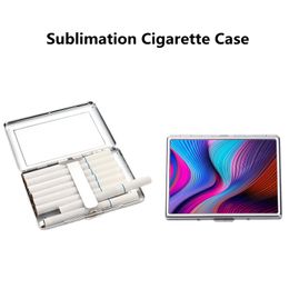 Sublimation Metal Open Cigarette Cases Blanks Thermal Heat Transfer Tobacco Case with Spring Clip DIY Zinc Alloy Smoking Accessories 100*80*10mm 98*70*13mm Smoke Box