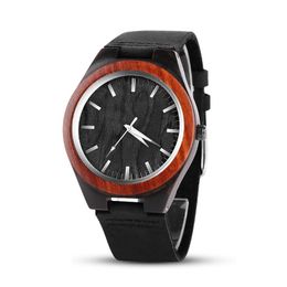 Wristwatches Unique Wood Watch Fashion Wooden Men's Watches Leather Strap Men Clock Reloj Hombre Erkek Kol Saati