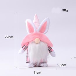 NEWEaster Bunny Gnome Decorations,Buffalo Cheque Handmake Plush Faceless Dwarf Doll Home Ornaments Tomte for Gift CCE12192