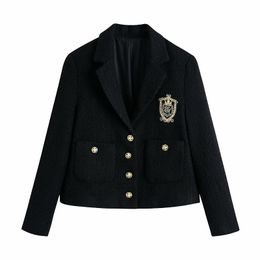 Toppies Woman Embroidery Tweed Jacket School Long Sleeve Elegant Jacket Ladies Blazer Formal Suits 210412