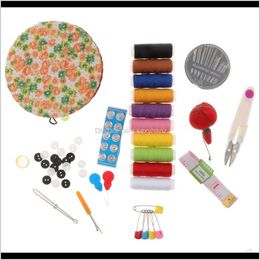 Notions Tools Apparel Drop Delivery 2021 Portablle Kit With Round Flower Pattern Basketrandom Colour Sewing Accessories Vkpql