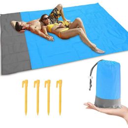 Folding Outdoor Camping Mat Large Waterproof Beach Blanket Picnic Blanket Floor Mat Tent Ground Spikes Set 200x140cm Y0706