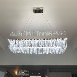 Pendant Lamps Modern Hanging Chandelier For Living Room Luxury Rectangle Kitchen Island Crystal Chrome Led Chandeliers Dining