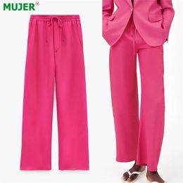 Za Pink Wide Leg Pants Women High Waist Loose Woman Summer Y2K Baggy Suits Casual Streetwear Trousers 210925