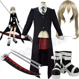 Soul Eater Maka Albarn Cosplay Costume for Women Girl Skirt Set Trench Uniform Halloween Carnival Party Costume Maka Albarn Wig Y0903