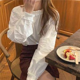 oversize Blouses spring Tops femme Casual Women shirt long sleeve Cotton Girls Blouse white Plus Size Blusas autumn 210417