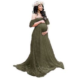 Maternity Photography Props Dress Pregnancy Women Long Lace Dresses For Photo Shoot Gown Maxi Pregnant Plus Size Mother Clothes Q0713