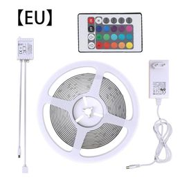 rgb light strip with remote Canada - Colorful LED Stripes Tape Waterproof RGB Lights Bar Chain Remote Control Decoration For Home TV Party EU Plug Strips