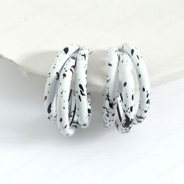 Bohemian Multilayered Metal Spray Paint C-Shaped Stud Earrings for Women Fashion Geometric Circle Hoop Earrings Jewellery