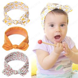 Fashion Cartoon Fruits Print Bunny Ears Toddler Hairband Cute Handmade Knotted Infant Elastic Headband Baby Headwear Photo Props
