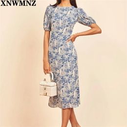 Fashion elegant boho print Backless maxi dress women french romantic party vacation beach casual floral ladies 210520