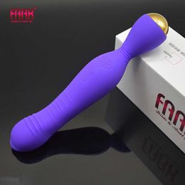 FAAK silicone wand vibrator powerful usb recharge double head vibrating anal plug clit masturbate prostate massage dildo 210622