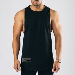 Gym Tank Top Men Fashion Cotton Sleeveless Shirt Fitness Clothing Mens Summer Sports Casual Loose Workout Tees Shirts Vest Tops 210421
