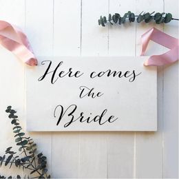 Wall Stickers Wedding Here Comes The Bride Sign Ringer Bearer, Flower Girl Removable Waterproof Decal
