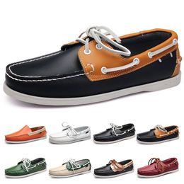 Fashion Mens Casual shoes type35 leather British style black white brown green yellow red outdoor comfortable breathable Chaussures Zapatos