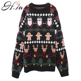 H.SA Women Winter Pullover and Sweaters Christmas Sweater and Jumpers Long Sleeve Snowman Cartoon Red Jumpers Cute Knitwear 210716