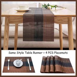 Luxury Table Runner for Dining Brown Black Non-slip Pad Waterproof Mat PVC Runners Placemats Decoration 30x180 211117