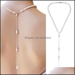 Chains & Pendants Simated Pearl Backdrop Necklaces Back Chain Jewellery For Women Party Wedding Backless Dress Aessories1 Drop Delivery 2021 R